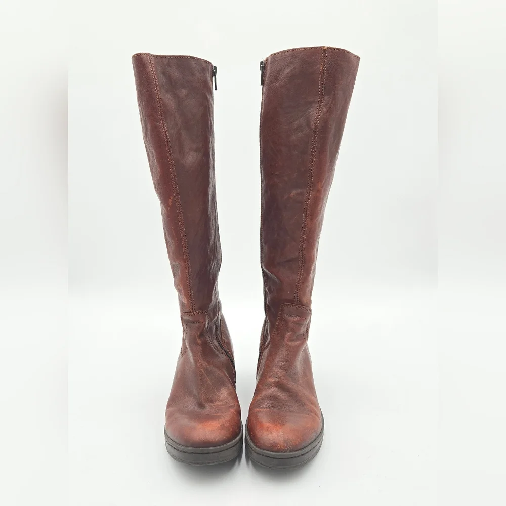 Fly London Brown Leather Knee-High Boots Size 38